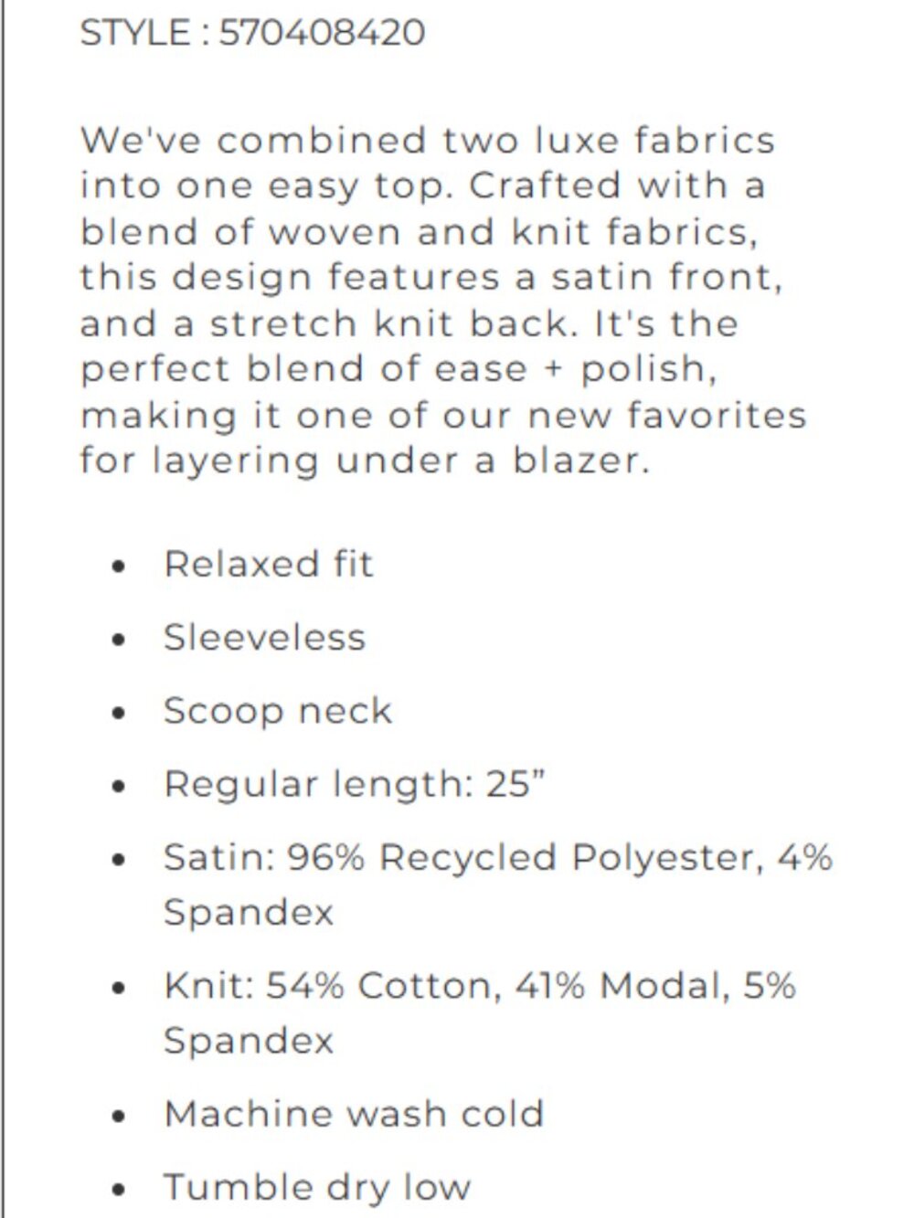 WHBM Satin Front Shell Tank - Picture 7 of 7